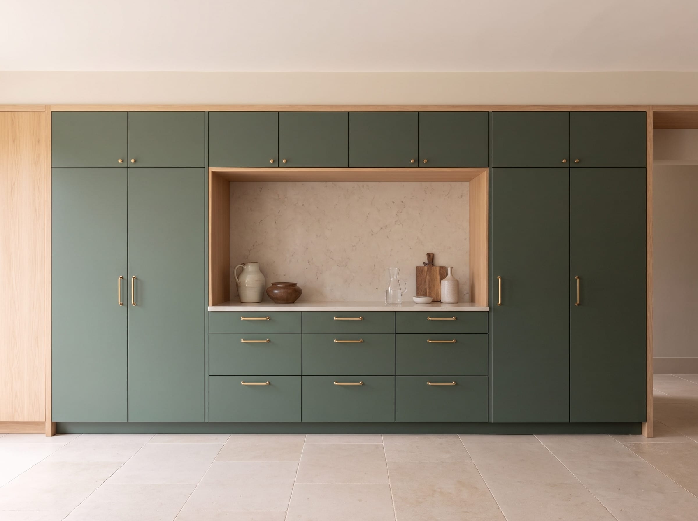 Forest Green Matt Kitchen: cabinetry elevation
