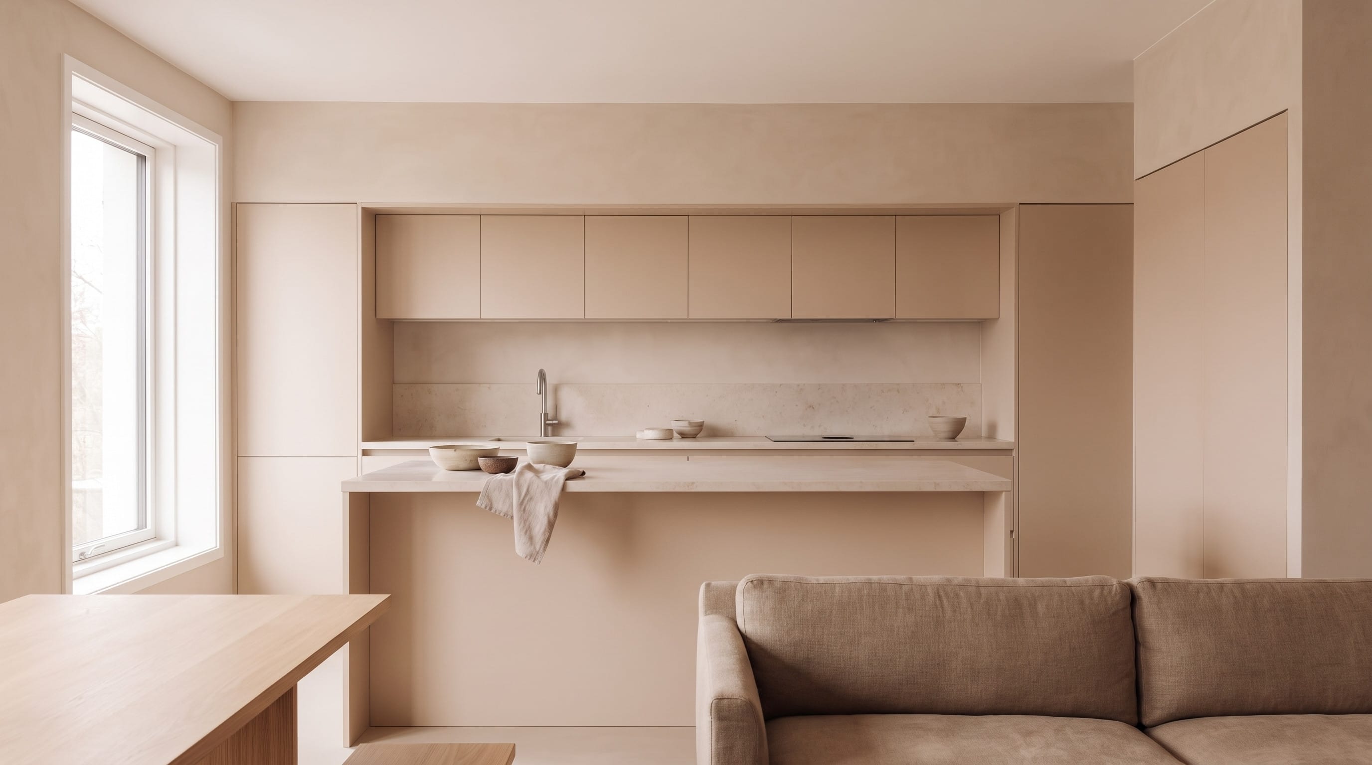 Oat Monochrome Kitchen: from dining