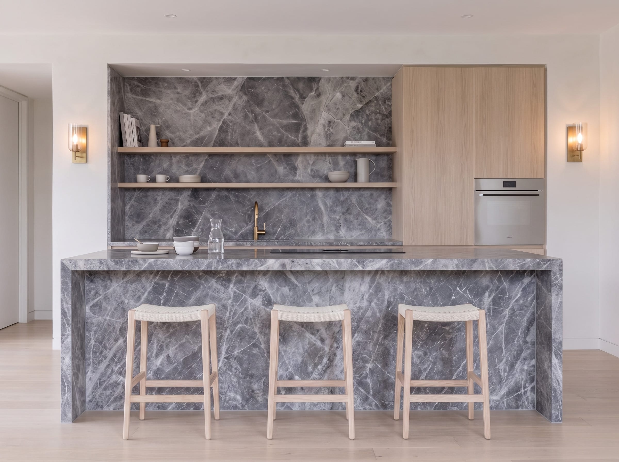 Grey Marble Island: cabinetry elevation
