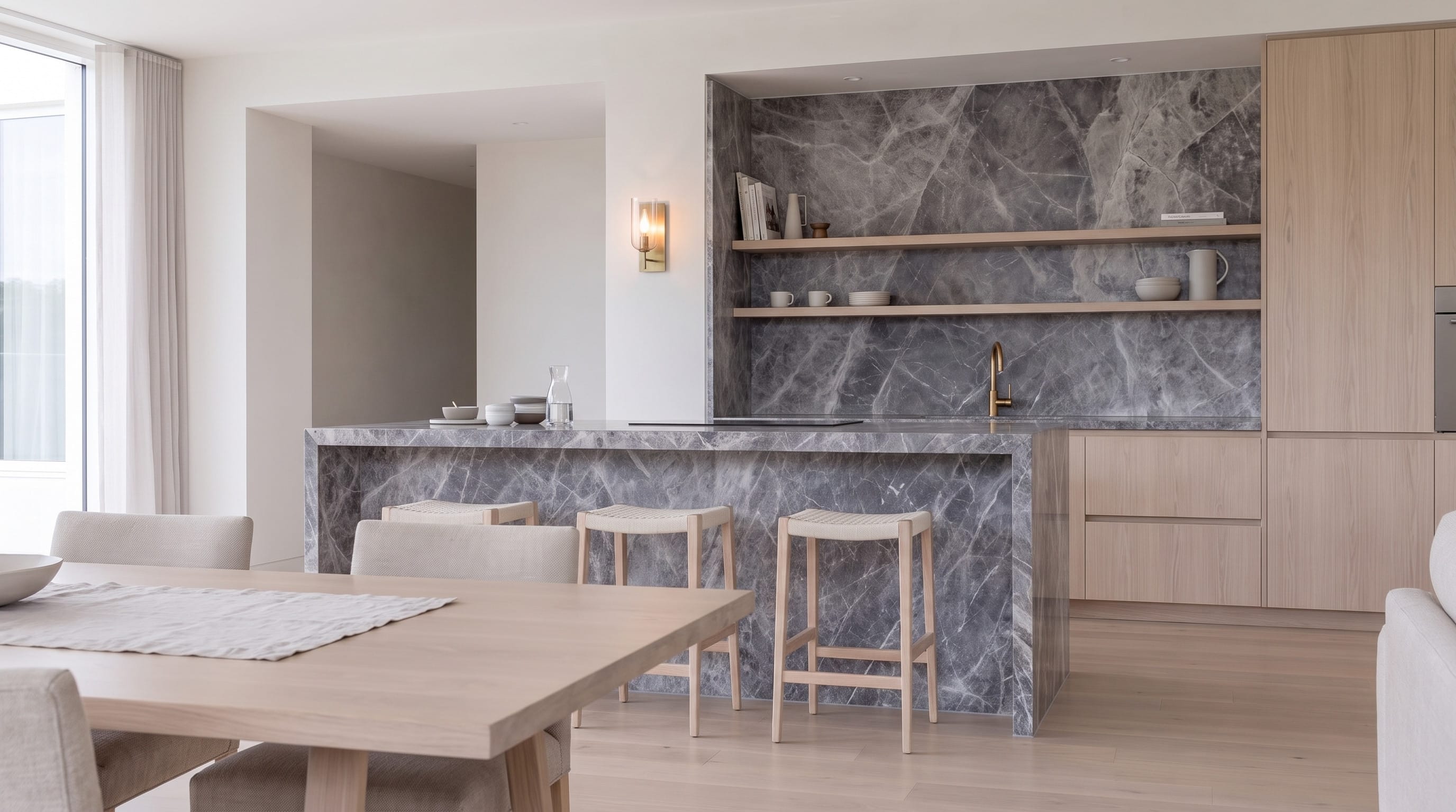 Grey Marble Island: from dining