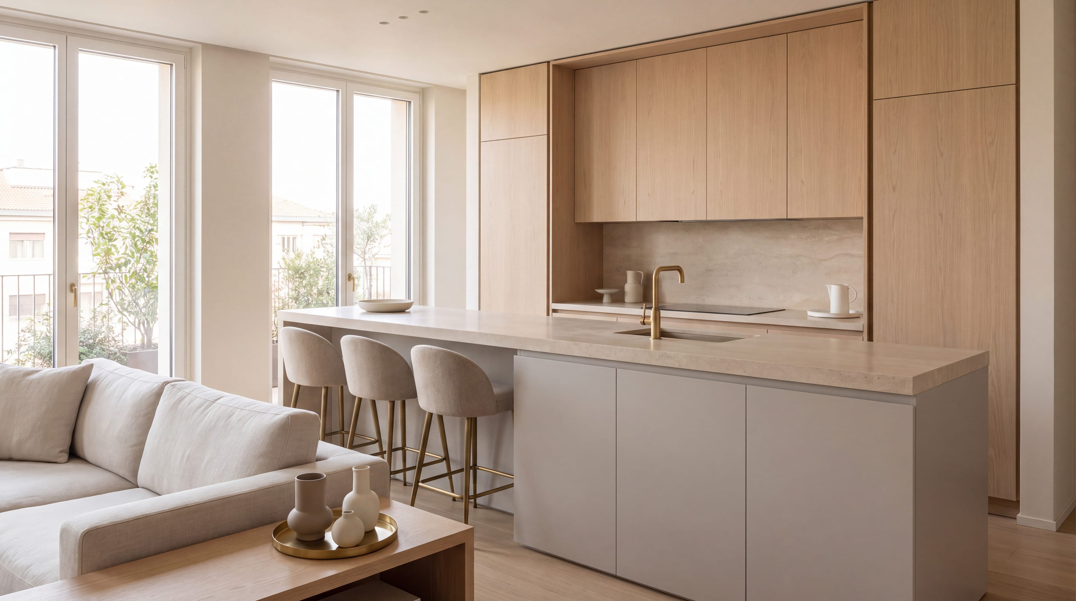 Living-room Peninsula Kitchen: wide view