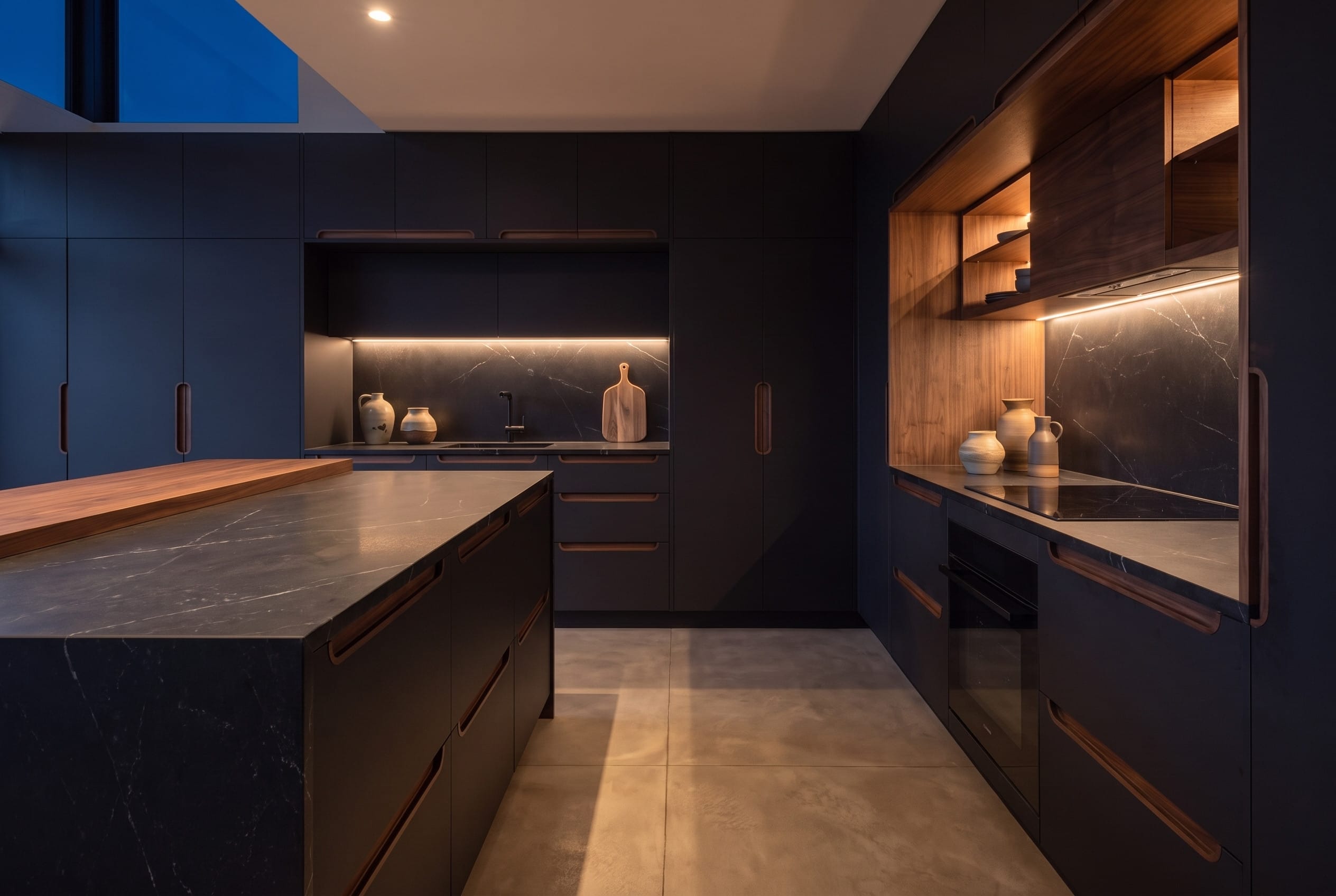 Nero Stone Kitchen: evening light
